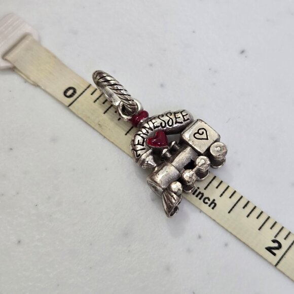 Brighton Tennessee Train Charm Dangle Chattanooga Heart Red Silver Tone - Picture 6 of 6